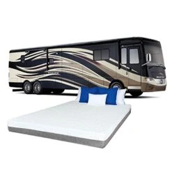 Travel Happy With A 10 INCH Narrow King (70" X 80" Inches) New Cooler Sleep Graphite Gel Memory Foam Mattress With Premium Textured 8-Way Stretch Cover For Campers, RV's And Trailers Made In The USA