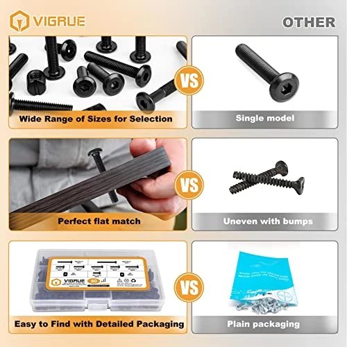 VIGRUE 80PCS Baby Bed Crib Metric Screws M6 X 15mm/ 20mm/ 25mm/ 30mm/ 35mm/ 40mm/ 50mm/ 70mm Black Hex Socket Cap Bolts Barrel Nuts Assortment Kit For Crib Baby Bed Furniture Hardware Cots And Chairs 4 VIGRUE 80PCS Baby Bed Crib Metric Screws M6 X 15mm/ 20mm/ 25mm/ 30mm/ 35mm/ 40mm/ 50mm/ 70mm Black Hex Socket Cap Bolts Barrel Nuts Assortment Kit For Crib Baby Bed Furniture Hardware Cots And Chairs - Image 2