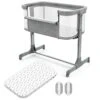 VANCLE Baby Bassinet Bedside Crib For Baby Sleeper, Portable Mesh Bassinet With Wheels & Comfy Mattress, Height Adjustable Baby Bed For Infants & Newborn Baby Boy & Girl (Light Grey) 2 VANCLE Baby Bassinet Bedside Crib For Baby Sleeper, Portable Mesh Bassinet With Wheels & Comfy Mattress, Height Adjustable Baby Bed For Infants & Newborn Baby Boy & Girl (Light Grey) -Delta Children Shop 519p7M4ayiL