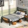 Twin Size Bed Frame With Wooden Headboard And Footboard, Mattress Foundation/Platform With Strong Metal Slats And Anti-Slip Support, No Box Spring Needed/Noise Free, Metal Wood Head Board -Delta Children Shop 51A5pvlgcVL