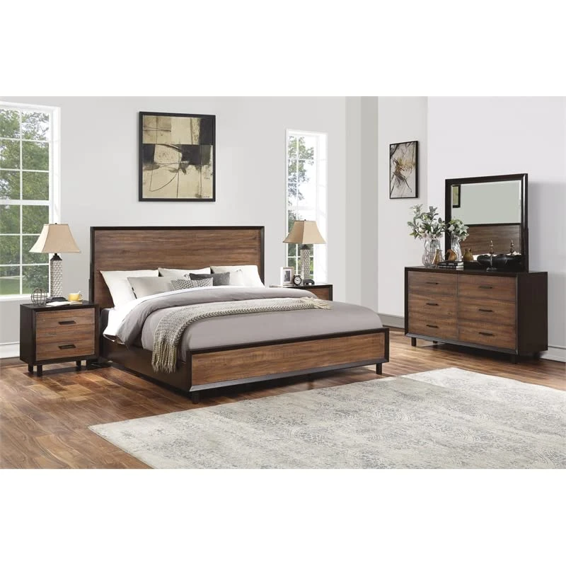 4-Piece Set With Drawer Chest & Dresser & 2 Nightstands In Brown 7 4-Piece Set With Drawer Chest & Dresser & 2 Nightstands In Brown - Image 5