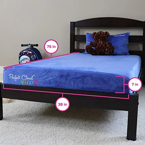 Made In The USA Kids Plush 7-inch Memory Foam Twin Mattress, Shredded Foam Pillow, And Teddy Bear For Day/Trundle/Bunk Bed - (Blue) 3 Made In The USA Kids Plush 7-inch Memory Foam Twin Mattress, Shredded Foam Pillow, And Teddy Bear For Day/Trundle/Bunk Bed - (Blue)