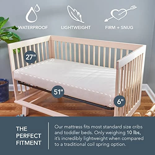 Naturepedic Organic Lightweight Classic Crib Mattress, 2-Stage Natural Mattress For Baby And Toddler Bed, Non-Toxic, 52" X 28" 4 Naturepedic Organic Lightweight Classic Crib Mattress, 2-Stage Natural Mattress For Baby And Toddler Bed, Non-Toxic, 52" X 28" - Image 2
