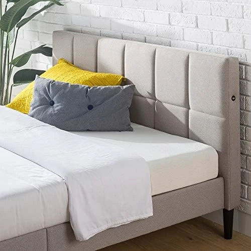 INUS Lottie Upholstered Platform Bed Frame / Mattress Foundation / Wood Slat Support / No Box Spring Needed / Easy Assembly, Grey, Twin 9 INUS Lottie Upholstered Platform Bed Frame / Mattress Foundation / Wood Slat Support / No Box Spring Needed / Easy Assembly, Grey, Twin - Image 7