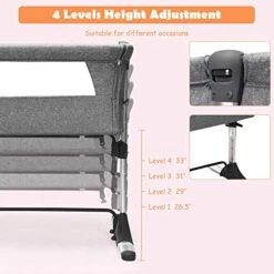 HONEY JOY Baby Bedside Crib, Foldable Baby Bedside Bassinet W/Carrying Bag, Breathable Mesh & Mattress, Adjustable Height & Angle, Bed To Bed Baby Co Sleeper For Infants Newborn Girl Boy, Gray 14 HONEY JOY Baby Bedside Crib, Foldable Baby Bedside Bassinet W/Carrying Bag, Breathable Mesh & Mattress, Adjustable Height & Angle, Bed To Bed Baby Co Sleeper For Infants Newborn Girl Boy, Gray -Delta Children Shop 51DyW63KykL