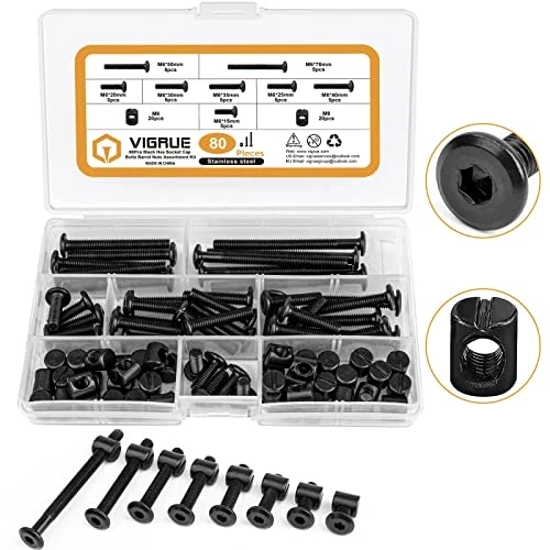 VIGRUE 80PCS Baby Bed Crib Metric Screws M6 X 15mm/ 20mm/ 25mm/ 30mm/ 35mm/ 40mm/ 50mm/ 70mm Black Hex Socket Cap Bolts Barrel Nuts Assortment Kit For Crib Baby Bed Furniture Hardware Cots And Chairs 9 VIGRUE 80PCS Baby Bed Crib Metric Screws M6 X 15mm/ 20mm/ 25mm/ 30mm/ 35mm/ 40mm/ 50mm/ 70mm Black Hex Socket Cap Bolts Barrel Nuts Assortment Kit For Crib Baby Bed Furniture Hardware Cots And Chairs - Image 7