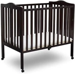 Delta Children Folding Portable Mini Baby Crib With 1.5-inch Mattress - Greenguard Gold Certified, Dark Chocolate -Delta Children Shop 51EEKL4Iw3L. AC