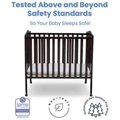 Delta Children Folding Portable Mini Baby Crib With 1.5-inch Mattress - Greenguard Gold Certified, Dark Chocolate -Delta Children Shop 51EMogTQxEL