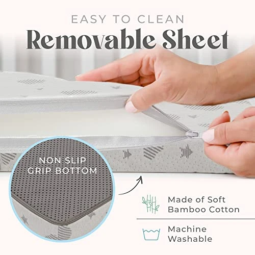Waterproof Pack And Play Mattress Topper - 38" X 26" - Trifold Style - Breathable Soft Bamboo - Portable Trifold Playard Mattress Topper- Baby Foam Playpen Mattresses For Babies By Babylicious 3 Waterproof Pack And Play Mattress Topper - 38" X 26" - Trifold Style - Breathable Soft Bamboo - Portable Trifold Playard Mattress Topper- Baby Foam Playpen Mattresses For Babies By Babylicious