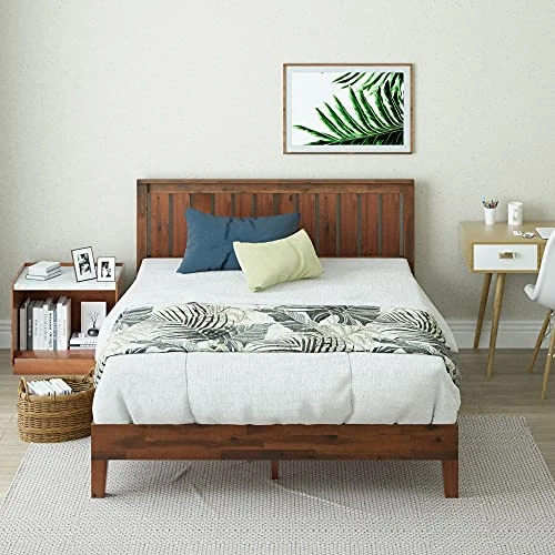 INUS Vivek Deluxe Wood Platform Bed Frame With Headboard / Wooden Slat Support / No Box Spring Needed / Easy Assembly, Queen 4 INUS Vivek Deluxe Wood Platform Bed Frame With Headboard / Wooden Slat Support / No Box Spring Needed / Easy Assembly, Queen - Image 2