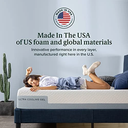 INUS 12 Inch Ultra Cooling Gel Memory Foam Mattress / Cool-to-Touch Soft Knit Cover / Pressure Relieving / CertiPUR-US Certified / Bed-in-a-Box / All-New / Made In USA, Queen 4 INUS 12 Inch Ultra Cooling Gel Memory Foam Mattress / Cool-to-Touch Soft Knit Cover / Pressure Relieving / CertiPUR-US Certified / Bed-in-a-Box / All-New / Made In USA, Queen - Image 3