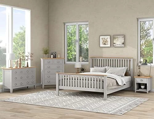 Bedroom Furniture Sets, 5 Pieces Country Gray With Oak Top Bedroom Sets, Full Wood Platform Bed Frame With 2 Nightstands, One 6-Drawer Chest, One 6-Drawer Dresser, For Boys Girls Teens, Gray 11 Bedroom Furniture Sets, 5 Pieces Country Gray With Oak Top Bedroom Sets, Full Wood Platform Bed Frame With 2 Nightstands, One 6-Drawer Chest, One 6-Drawer Dresser, For Boys Girls Teens, Gray - Image 9