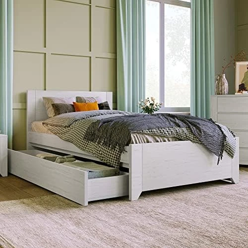 5-Piece Bedroom Furniture Set, Solid Wood Bedroom Set With King Size Platform Bed, Two Nightstands, 7-Drawer Dresser And 5-Drawer Double Chest (White) 12 5-Piece Bedroom Furniture Set, Solid Wood Bedroom Set With King Size Platform Bed, Two Nightstands, 7-Drawer Dresser And 5-Drawer Double Chest (White) - Image 10