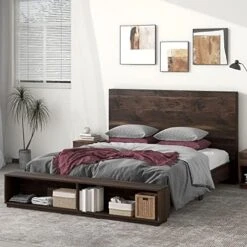 King Bed Frame With Storage Bench Wood Platform Bed With Headboard And Slats Support For Kids Girls Boys Teens Adults, King Size, No Box Spring Needed, Walnut -Delta Children Shop 51IXKKzQxdL. AC