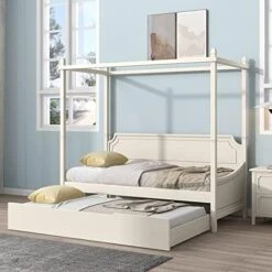 3-Piece Bedroom Set, Solid Wood Bedroom Set, Full Size Canopy Platform Bed With Trundle Bed And 2 Nightstands, Light Brown 25 3-Piece Bedroom Set, Solid Wood Bedroom Set, Full Size Canopy Platform Bed With Trundle Bed And 2 Nightstands, Light Brown -Delta Children Shop 51IiSM X29L. AC