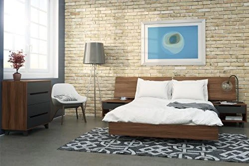 Nexera Alibi 5 Piece Queen Size Bedroom Set, Walnut And Charcoal Queen 7 Nexera Alibi 5 Piece Queen Size Bedroom Set, Walnut And Charcoal Queen - Image 5