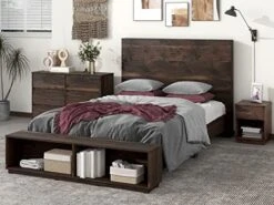 King Bed Frame With Storage Bench Wood Platform Bed With Headboard And Slats Support For Kids Girls Boys Teens Adults, King Size, No Box Spring Needed, Walnut -Delta Children Shop 51KRMn2o2oL. AC