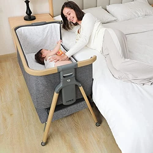 AMKE Bedside Sleeper For Baby,35s Quick Assemble Crib With Storage Basket,Portable Bassinets For Safe Co-Sleeping, Adjustable Bed For Infant Newborn 10 AMKE Bedside Sleeper For Baby,35s Quick Assemble Crib With Storage Basket,Portable Bassinets For Safe Co-Sleeping, Adjustable Bed For Infant Newborn - Image 8
