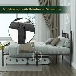 Queen Size Metal Bed Frame With Headboard, Large Storage Space Under The Bed, Heavy Duty Easy Assembly -Delta Children Shop 51NZyWnXHNL