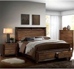 Of America FOA Nangetti 3pc Antique Oak Wood Bedroom Set - Queen + Nightstand + Chest -Delta Children Shop 51OBhFQvNrL. AC