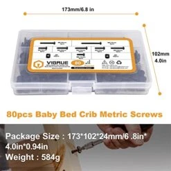 VIGRUE 80PCS Baby Bed Crib Metric Screws M6 X 15mm/ 20mm/ 25mm/ 30mm/ 35mm/ 40mm/ 50mm/ 70mm Black Hex Socket Cap Bolts Barrel Nuts Assortment Kit For Crib Baby Bed Furniture Hardware Cots And Chairs 14 VIGRUE 80PCS Baby Bed Crib Metric Screws M6 X 15mm/ 20mm/ 25mm/ 30mm/ 35mm/ 40mm/ 50mm/ 70mm Black Hex Socket Cap Bolts Barrel Nuts Assortment Kit For Crib Baby Bed Furniture Hardware Cots And Chairs -Delta Children Shop 51OYzEu4QoL