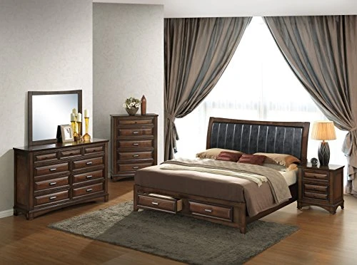 Broval 179 Light Espresso Finish King Storage Bed, Dresser, Mirror, Night Stand, Chest Wood Bed Room Set 3 Broval 179 Light Espresso Finish King Storage Bed, Dresser, Mirror, Night Stand, Chest Wood Bed Room Set