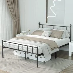 Queen Size Metal Bed Frame With Headboard, Large Storage Space Under The Bed, Heavy Duty Easy Assembly -Delta Children Shop 51P90 raWVL. AC