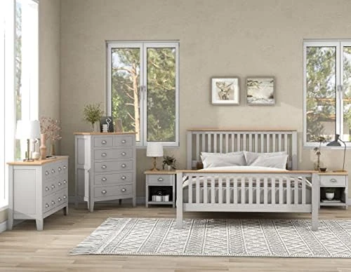Bedroom Furniture Sets, 3 Pieces Country Gray With Oak Top Bedroom Sets, Full Platform Bed, Nightstand And Dresser, Gray 10 Bedroom Furniture Sets, 3 Pieces Country Gray With Oak Top Bedroom Sets, Full Platform Bed, Nightstand And Dresser, Gray - Image 8