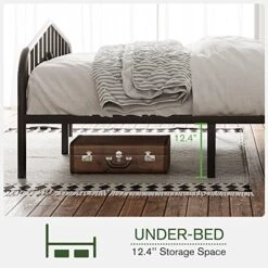 Platform Queen Size Metal Bed Frame With Vintage Headboard And Footboard, Heavy Duty Bed Frame With Large Storage, No Box Spring Needed, Easy Assembly, Black 11 Platform Queen Size Metal Bed Frame With Vintage Headboard And Footboard, Heavy Duty Bed Frame With Large Storage, No Box Spring Needed, Easy Assembly, Black -Delta Children Shop 51Q4flF2nAL