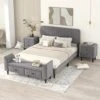 Droom Furniture Sets, 4-Pieces Bedroom Sets, Queen Size Upholstered Platform Bed With 2 Nightstands And Storage Bench, Gray 1 Droom Furniture Sets, 4-Pieces Bedroom Sets, Queen Size Upholstered Platform Bed With 2 Nightstands And Storage Bench, Gray -Delta Children Shop 51QAoVeuaeL