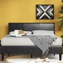 INUS Jade Faux Leather Upholstered Platform Bed Frame / Mattress Foundation With Wood Slat Support / No Box Spring Needed / Easy Assembly, Queen 12 INUS Jade Faux Leather Upholstered Platform Bed Frame / Mattress Foundation With Wood Slat Support / No Box Spring Needed / Easy Assembly, Queen -Delta Children Shop 51ROg7MF YL. AC