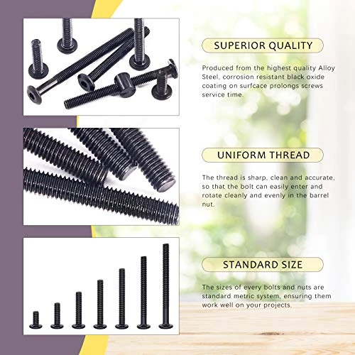 Swpeet 84Pcs Black M6 × 20/30/40/50/60/70/80mm Crib Hardware Screws Kit, Hex Socket Head Cap Crib Baby Bed Bolt And Barrel Nuts With 1 X Allen Wrench Perfect For Furniture, Cots, Crib Screws 5 Swpeet 84Pcs Black M6 × 20/30/40/50/60/70/80mm Crib Hardware Screws Kit, Hex Socket Head Cap Crib Baby Bed Bolt And Barrel Nuts With 1 X Allen Wrench Perfect For Furniture, Cots, Crib Screws - Image 3