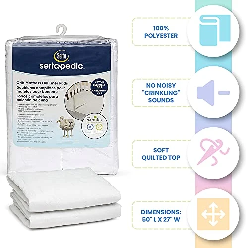 Delta Children Serta Sertapedic Crib Mattress Liner Pads (Pack Of 2) - 100% Waterproof With Nanotex Technology - Ideal For Potty Training - Washable (White) 7 Delta Children Serta Sertapedic Crib Mattress Liner Pads (Pack Of 2) - 100% Waterproof With Nanotex Technology - Ideal For Potty Training - Washable (White) - Image 5