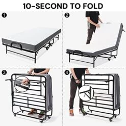 Folding Bed With Mattress Twin Size, 75" X 38", Rollaway Bed Storage Cover Included. Roll Away Bed With 5" Memory Foam Mattress, Portable Foldable Fold Up Guest Bed For Adults (Twin) 15 Folding Bed With Mattress Twin Size, 75" X 38", Rollaway Bed Storage Cover Included. Roll Away Bed With 5" Memory Foam Mattress, Portable Foldable Fold Up Guest Bed For Adults (Twin) -Delta Children Shop 51Sl246xeTL