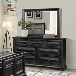 Va Wood Bedroom Set, King Panel Bed, Dresser, Mirror, Two Nightstands, Vintage Black -Delta Children Shop 51TL6BpuqTL