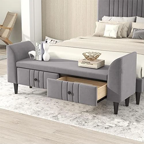 Luxury Upholstered Velvet Bed Set- Full Bed, Bed Storge Bench And 2 Nightstands/Platform Bed Frame With Headboard/Easy Assembly, Green 11 Luxury Upholstered Velvet Bed Set- Full Bed, Bed Storge Bench And 2 Nightstands/Platform Bed Frame With Headboard/Easy Assembly, Green - Image 9