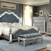 Azha Collection Glamorous Look Traditional Silver Finish Gray Padded Fabric Eastern King Size Bed Tufted HB FB Matching Dresser Mirror Nightstand Formal Bedroom Furniture 4pc Set -Delta Children Shop 51ThrVO04pL
