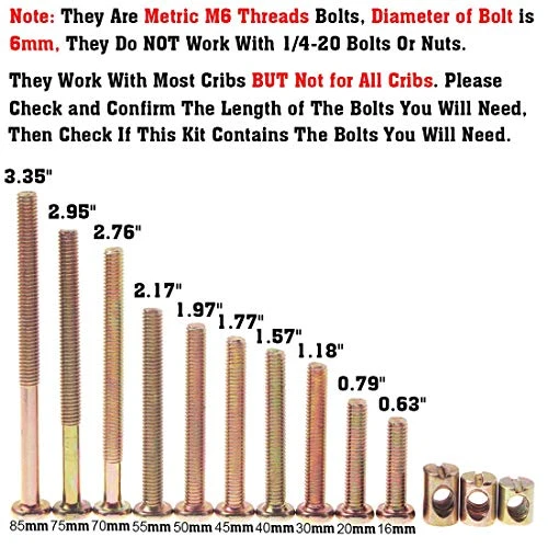Sprite Science Baby Bed Crib Screws And Bolts Hardware Kit 16mm 20mm 30mm 40mm 45mm 50mm 55mm 70mm 75mm 85mm Bolts Barrel Nuts For Furniture Bunk Cot Crib Bed 4 Sprite Science Baby Bed Crib Screws And Bolts Hardware Kit 16mm 20mm 30mm 40mm 45mm 50mm 55mm 70mm 75mm 85mm Bolts Barrel Nuts For Furniture Bunk Cot Crib Bed - Image 2