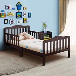 Costzon Toddler Bed, Classic Wood Kids Bed Frame W/Double Safety Guardrail, Low To Floor Design, Wooden Slat Support, Fits Full Size Crib Mattress, Bedroom Furniture For Boys & Girls (White) -Delta Children Shop 51V5S4F9aXL