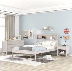3 Piece Bedroom Set,Full Size Wood Platform Bed Frame With One Nightstand And Storage Dresser Full Bedroom Set For Kids/Teens/Adults Bedroom(Cream+Walnut) -Delta Children Shop 51VRKZaPWL. AC
