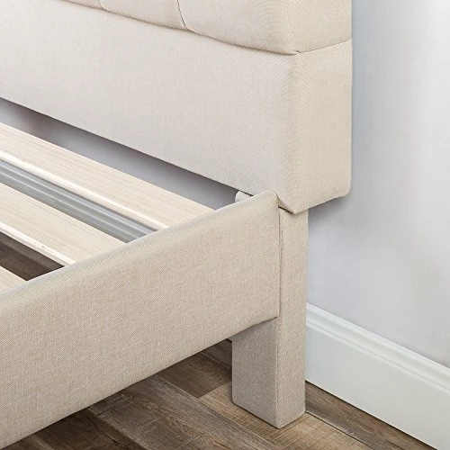 INUS Misty Upholstered Platform Bed Frame / Mattress Foundation / Wood Slat Support / No Box Spring Needed / Easy Assembly, Taupe, King 7 INUS Misty Upholstered Platform Bed Frame / Mattress Foundation / Wood Slat Support / No Box Spring Needed / Easy Assembly, Taupe, King - Image 5