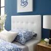 Emily Tufted Button Faux Leather Upholstered Twin Headboard In White -Delta Children Shop 51XgovAWxrS