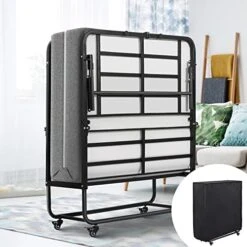 Folding Bed With Mattress Twin Size, 75" X 38", Rollaway Bed Storage Cover Included. Roll Away Bed With 5" Memory Foam Mattress, Portable Foldable Fold Up Guest Bed For Adults (Twin) 18 Folding Bed With Mattress Twin Size, 75" X 38", Rollaway Bed Storage Cover Included. Roll Away Bed With 5" Memory Foam Mattress, Portable Foldable Fold Up Guest Bed For Adults (Twin) -Delta Children Shop 51YB9Q78E6L. AC