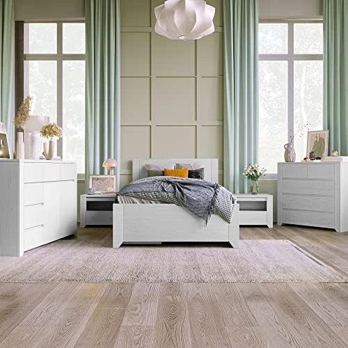 Bedroom Sets, 5 Pieces Bedroom Sets, Wood Bedroom Sets With Queen Platform Bed, Nightstand*2, Dresser & Mirror, Champagne Silver 17 Bedroom Sets, 5 Pieces Bedroom Sets, Wood Bedroom Sets With Queen Platform Bed, Nightstand*2, Dresser & Mirror, Champagne Silver - Image 15