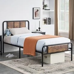 Twin Size Bed Frame With Wooden Headboard And Footboard, Mattress Foundation/Platform With Strong Metal Slats And Anti-Slip Support, No Box Spring Needed/Noise Free, Metal Wood Head Board -Delta Children Shop 51ZvdhvmIS. AC