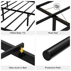 Queen Bed Frame Platform With Headboard And Footboard Metal Bed Mattress Foundation With Storage No Box Spring Needed Black (Queen) -Delta Children Shop 51bCBpAo1BL