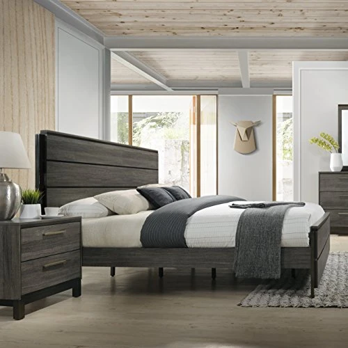 Ioana 187 Antique Grey Finish Wood Bed Room Set, Queen Size Bed, Dresser, Mirror, 2 Night Stands 4 Ioana 187 Antique Grey Finish Wood Bed Room Set, Queen Size Bed, Dresser, Mirror, 2 Night Stands - Image 2
