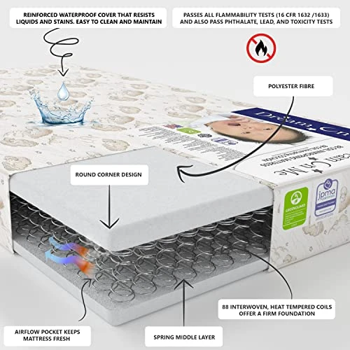 Dream On Me Twilight 5” 88 Coil Inner Spring Crib And Toddler Mattress, Greenguard Gold Certified, 10 Year Limited Warranty, Waterproof Vinyl Cover, Made In The U.S.A, Support And Comfort 5 Dream On Me Twilight 5” 88 Coil Inner Spring Crib And Toddler Mattress, Greenguard Gold Certified, 10 Year Limited Warranty, Waterproof Vinyl Cover, Made In The U.S.A, Support And Comfort - Image 3
