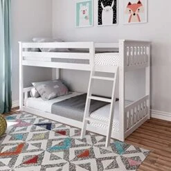W Bunk Bed, Twin-Over-Twin Wood Bed Frame For Kids, White -Delta Children Shop 51cXcOl ChL. AC