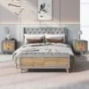 4 Pieces Bedroom Sets, Queen Upholstered Platform Bed With 2 Nightstands And Storage Bench, Platform Bed Frame With Button Tufted Upholstered Headboard (Gray) -Delta Children Shop 51cvXqIWKML